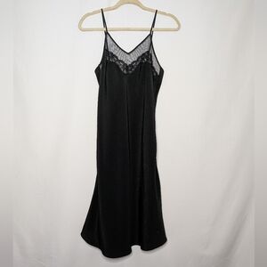 Victoria's Secret Womens Black Vintage Gold Label Lace Slip Dress Nightgown M